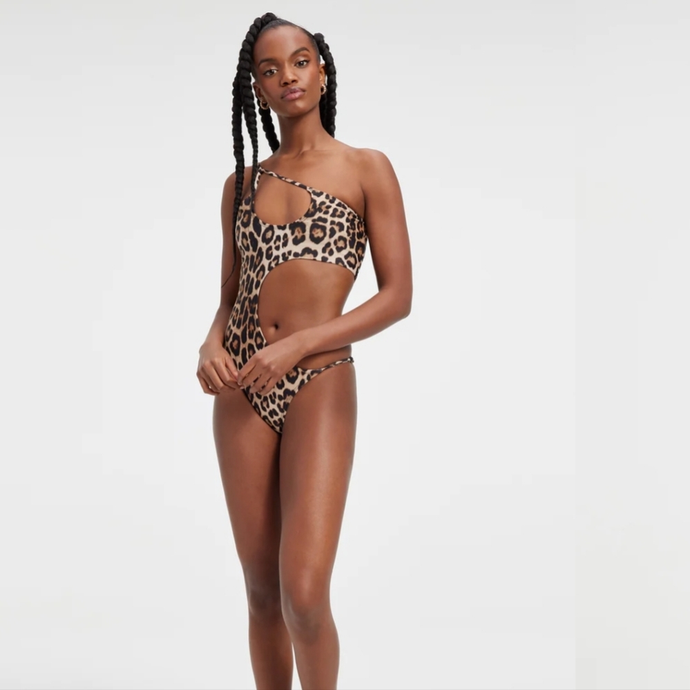 Good American Leopard Miami One Piece Swimsuit NWT Medium 2 Monokini